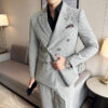 S2e822e939d9548e7a5d02bbda7c8bdfd1.jpg (Jacket+Pants)Luxury Checkered Double Breasted Suit 2 Pieces Fashion Business Slim Fit Social Formal Suit Evening Dress 5XL-M
