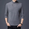 Double Sided Velvet Men Casual Sweater Fashion Versatile Autumn Winter Long Sleeve Solid Embroidered Button Bottoming Pullovers