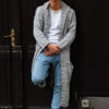 Sweater Men's Trench Coats Knitted Long Sleeve Button Knit Hooded Cardigan Fall Winter Men Overcoats Streetwear Vintage Sweaters