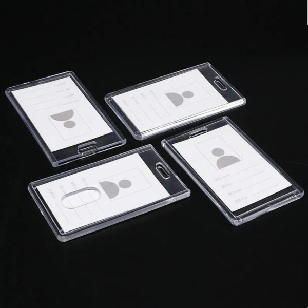 Acrylic Working Permit Case Finger Pull Push Style ID Tag Name Badge Holder Employee's Pass Work Card Holder Case