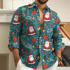 Christmas Men's Santa Claus Funny Christmas Gift Shirt Button Up Shirt Long Sleeve Funny Outdoor Holiday Spring Fall Turndown