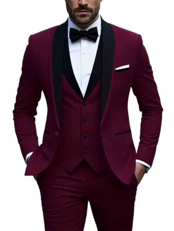 S2f719c74d4774b758a33da0c4ef82e8eq.jpg White Slit Mens Suits 3 Piece Black Shawl Lapel Casual Groom Tuxedos for Wedding Groomsmen Suits Men 2025 (Blazer+Vest+Pant)