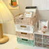 Simple Table Top Folding Storage Basket Decorative Plastic Storage Box Stationery Cosmetics Toy Stackable Storage Box