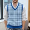 S2fa45f1acc014e27bdebe4bd0e058c74f.jpg Sleeveless Top For Man Chess Vest Waistcoat Diamond Grid Woolen Sweater Vest Sleeveless Jackets For Men Vest Men Chaleco Lana