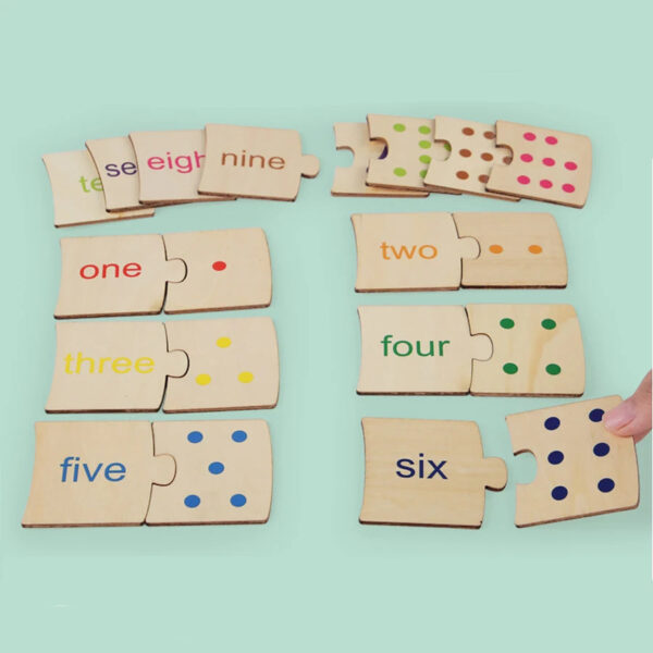 Wooden Number Matching Puzze Toys Montessori Early Education Digital Pattern Thicken Blocks Game for Baby Festival Gift Toy