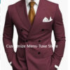 High Quality Brown Men's Suits Double Breasted Bespoke Double Breasted Peaked Lapel Formal Blazer Slim Fit 2 Piece Jacket Pants
