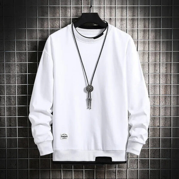 S312996e386604df5814c9c05ee296154M.jpg Mens Casual Sweatshirts Hoodie Men Fake Two Pieces Multi Color O-Neck Fashion Harajuku Style Male Sweatshirt 2023 New