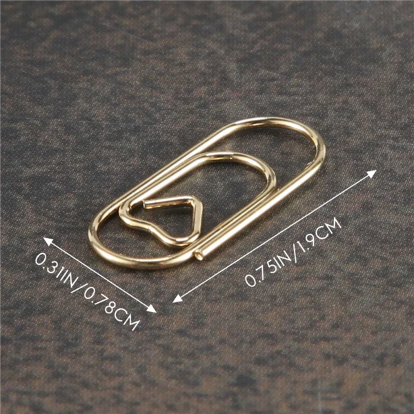 150 Pieces Gold Cute Paper Clips Mini Clips Heart Shaped Paperclips Bookmark Clips for Office Supplier School