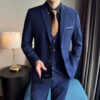 S31caaed7eb494c23886558634e5e5559G.jpg Suit (Blazer+ Vest + Trousers) Men's Fashionable Gentleman Business British Style Solid-color Banquet Host Casual Wedding Suit