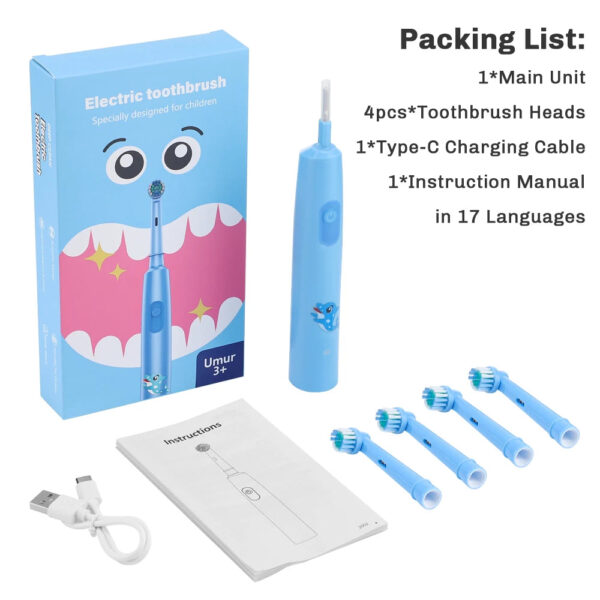 S31dadbe5be6f456480b99f55bf56e8f1g.jpg Rotating Electric Toothbrush Children Teeth Cleaning with Replacement Head Ultrasonic Waterproof Rechargeable Sonic Toothbrush