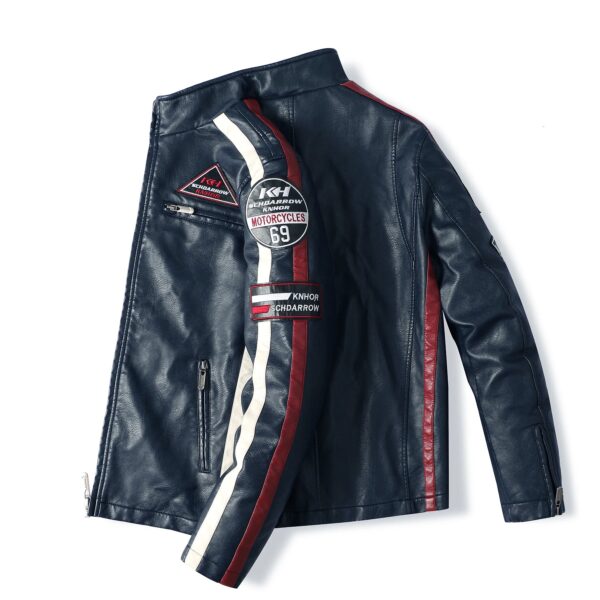 S3231d55bac7343808914e393f760d6f9v.jpg Men's motorcycle racing suit PU leather label color jacket