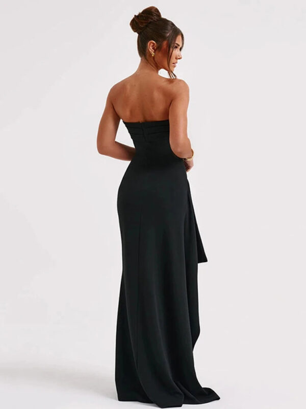 S3327def7ed5f4693a7e04753de5eac16c.jpg Sexy Strapless Backless High Split Maxi Dress For Women Black Off-shoulder Sleeveless Bodycon Club Party Long Dress Clothes