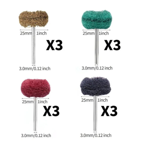 S332885c8942e4f1d994e9eeae5205f7f4.jpg 12PCS Mini Drill Abrasive Brush Nylon Buffing Polishing Wheel with 3mm Shank for Dremel Rotary Tool Accessories Set