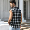Men's Summer Fashion Casual Plaid Print Sleeveless T Shirt Vest Buckle Sanding 2023 Korean Style Mens Tank Tops Beach Vest