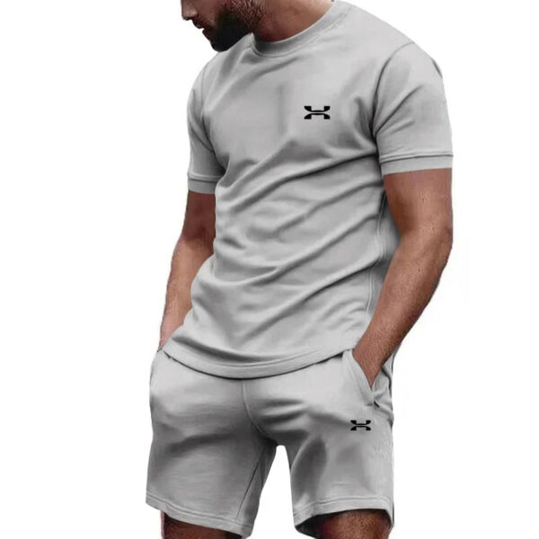 S3445bb3e4e7b4b16a88365349d436897m.jpg New summer men's casual shortsleeved shorts 2-piece city street fashion T-shirt shorts suit men's cool run hot sale