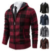 S34700c11b9a64d31adda5fc23f9f85beK.jpg Autumn Winter Men's Cardigan Fashion Plus Velvet Padded Knit Jumpers Male Sweater Hooded Plaid Korean Luxury Brand Coat