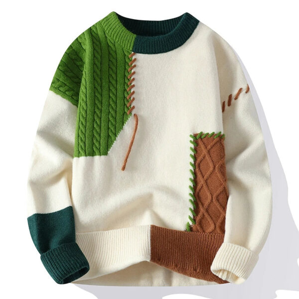Casual Thickened Knitted Sweater Men's Overhead round Neck Pullover Autumn Winter Design Sense  Handsome Knitted Woolen ...