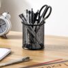S34d22a461a524cd5adc623f8e3eb0080T.jpg Container Desk Organizer Container Black Desktop Metal Pen Holders Mesh Pencil Cup Pen Case