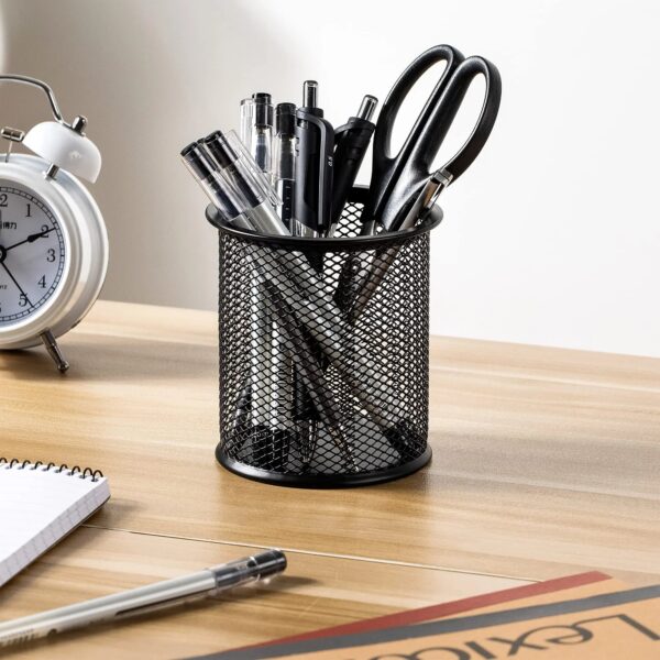 S34d22a461a524cd5adc623f8e3eb0080T.jpg Container Desk Organizer Container Black Desktop Metal Pen Holders Mesh Pencil Cup Pen Case