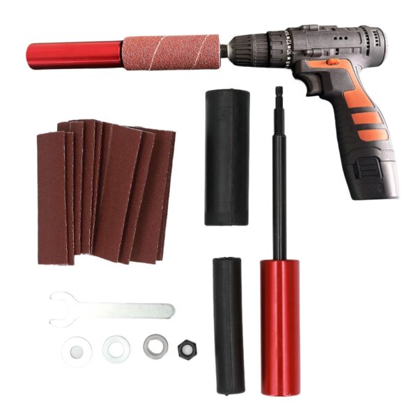 S352411dccb2b445baac1eeb3692f1185L.jpg Spindle Sander Adapter 3/8in Mandrel Aluminum Alloy Drill Sanding Drum Mandrel Adapter Kit for Wood Metal