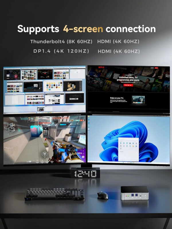13Th Gen Mini Gaming PC Windows 11 Intel Core i9 13900H DDR5 PCIE4.0 Gamer Office Desktop Mini Computer Quad 4K Displays Wifi6