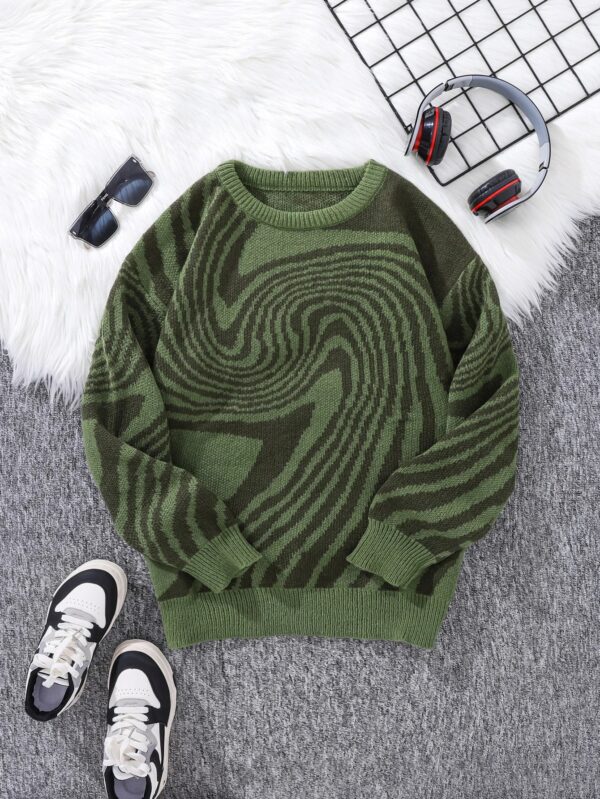 S35e78cc353a54b83be4cdd40b7996252V.jpg New Popular Autumn and Winter Maze Jacquard Pattern Pullover Sweater Casual Round Neck Contrast Color Knitted Men's Pullover