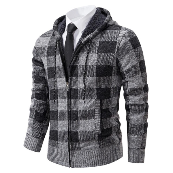 S35f3730e0e8f435bb643a94e55a8e7d2V.jpg Autumn Winter Men's Cardigan Fashion Plus Velvet Padded Knit Jumpers Male Sweater Hooded Plaid Korean Luxury Brand Coat
