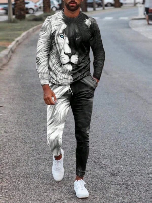 S36451e69344245fb82f2551554e455dfC.jpg Urban Street Fashion Trend Men's Long Sleeve Round Neck Set 2pcs Daily Casual Men's Round Neck Top Outdoor Casual Loose Long Sty