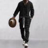 S36da1e74bb8c46bb930a48b713ee67e7h.jpg 2025 Cross-border New Men's Casual Trousers V-Neck Versatile Jacquard Knitted Sweater Set