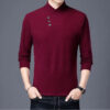 Double Sided Velvet Men Casual Sweater Fashion Versatile Autumn Winter Long Sleeve Solid Embroidered Button Bottoming Pullovers