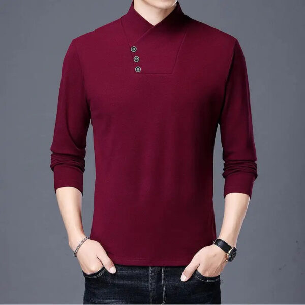 Double Sided Velvet Men Casual Sweater Fashion Versatile Autumn Winter Long Sleeve Solid Embroidered Button Bottoming Pullovers