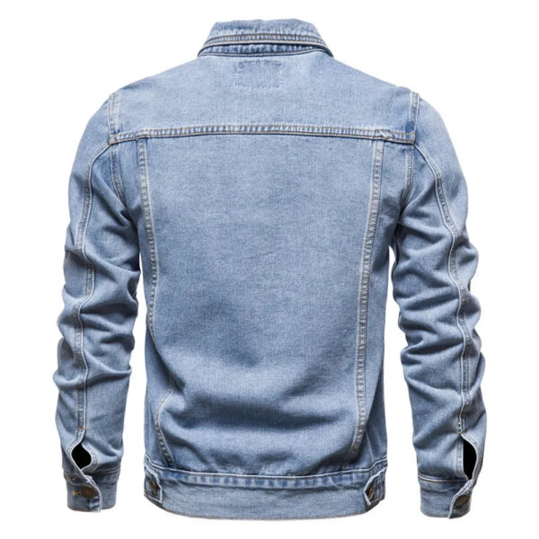 S370af22fd0b44e8eb5c86414d07926906.jpg 2025 Autumn Men Solid Denim Jackets Fashion Motorcycle Vintage Jeans Jackets Hommes Slim Fit Cotton Casual Black Blue Coats