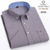 S379f160fecb241e1882a32daa8572233C.jpg Fashionable Men's Shirt Short Sleeve 100% Cotton Oxford Stripe Plaid Formal Men's Casual Social Shirt Available in Large Sizes