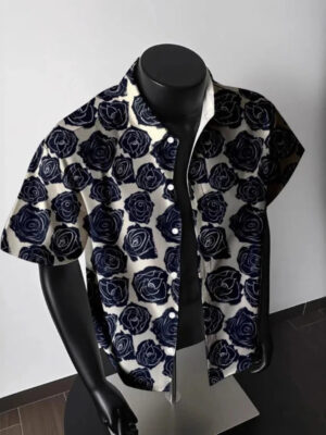 S37d7ee9807804edaa1631909fc5fbaa4j.jpg American Vintage Floral 3D Print Hawaiian Style Loose Short Sleeve Shirt