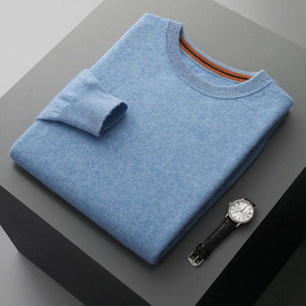 S37d8e1d7e3714559b1877b247c463f7c8.jpg Autumn Winter Men's O-Neck Pullover Sweater 100% Cashmere Simple Basic Knitwear Cashmere Solid Color Clothing Casual Warm Tops