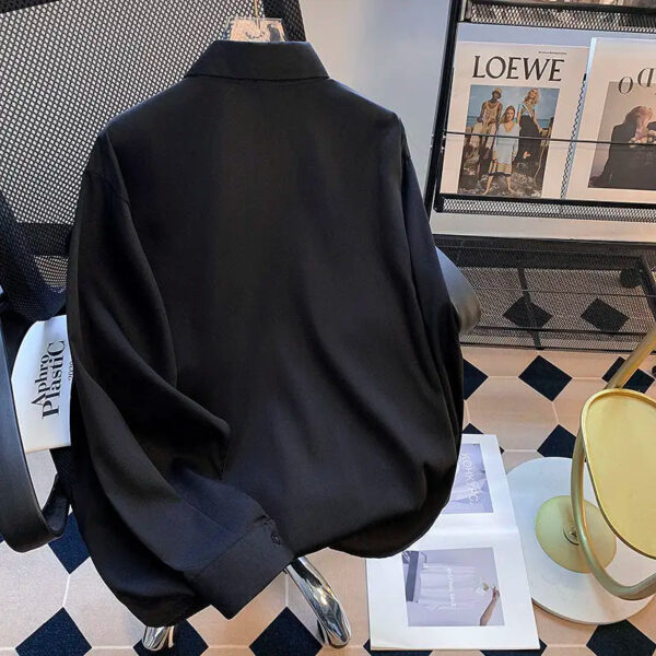 S37f6da1a03f741a6955287a79fd48677a.jpg Spring Autumn KPOP Fashion Style Kawaii Slim Fit Ropa Hombre Loose Casual All Match Tops Square Neck Long Sleeve Button Blusa