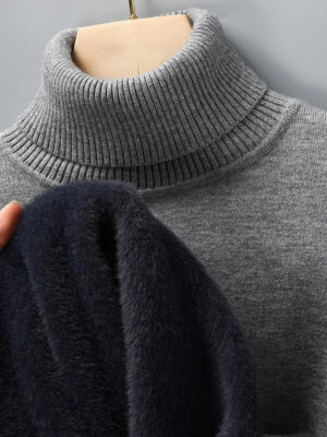 S3855de846e9d407589fa0cafcc37d97bX.jpg Men's Slim Fit Long Sleeve Turtleneck Sweater Anti-Pilling High Quality Knitted Solid Color Pullover Trendy Men's Clothing