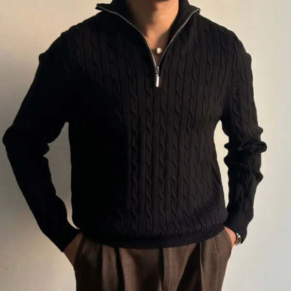 S38788d177c7341c2a4cdff2484ed16273.jpg Autumn and Winter Turtleneck Casual Knitted Sweater Thickened Warm Pullover Sweater Zipper Business Versatile Slim Base Shirt