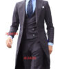Royal Blue Long Tail Coat 3 Piece Gentleman Man Suit Smoking Da Sposo Moda Maschile Per Giacca Da Ballo Da Sposa Gilet Con