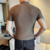 S39141fb3e21c4a319259f2f4fd38e5b0A.jpg Summer Half High Collar Elastic T Shirts For Men Korean Fashion Versatile Slim Fit Short Sleeve Casual Pullovers Tops Tees 4XL-M