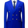 Men Double Breasted Suit Black Slim Fit High Quality Wedding Costume Party Prom Gold Button Male Suits