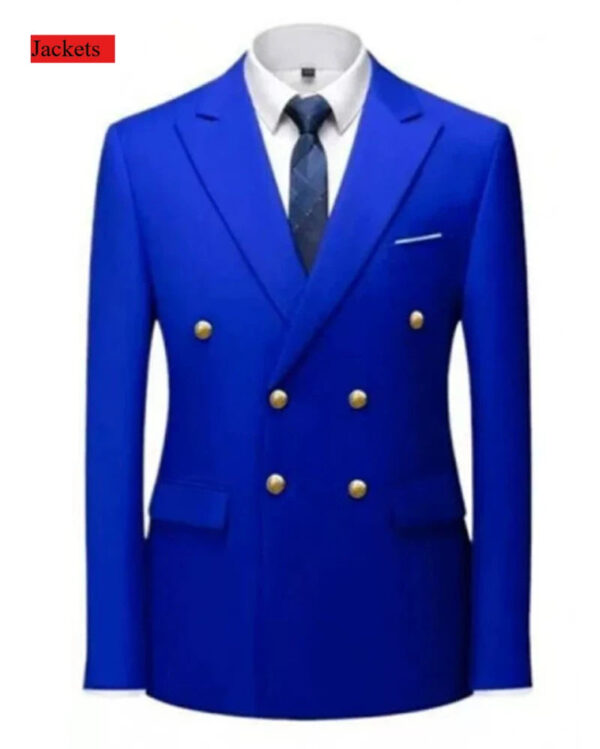 Men Double Breasted Suit Black Slim Fit High Quality Wedding Costume Party Prom Gold Button Male Suits