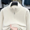 S39ab9653d1b74abd9158c6eff5659f15C.jpg 2025 Autumn/Winter New Men's Stand Up Collar Half Zipper Solid Color Hoodie with Velvet Versatile Warm Thick Top for Men