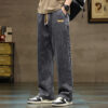 S3a2487778e114e63977fc5df0f4d467bg.jpg Men Straight Leg Blue Gray Loose Y2K Drawstring Jeans Streetwear Casual Wide Denim Pants Male Baggy Stylish Harajuku Trousers