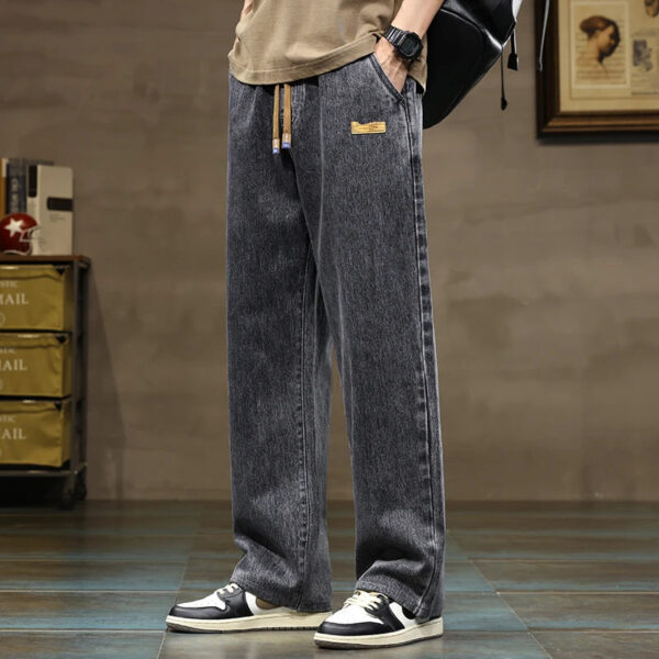 S3a2487778e114e63977fc5df0f4d467bg.jpg Men Straight Leg Blue Gray Loose Y2K Drawstring Jeans Streetwear Casual Wide Denim Pants Male Baggy Stylish Harajuku Trousers