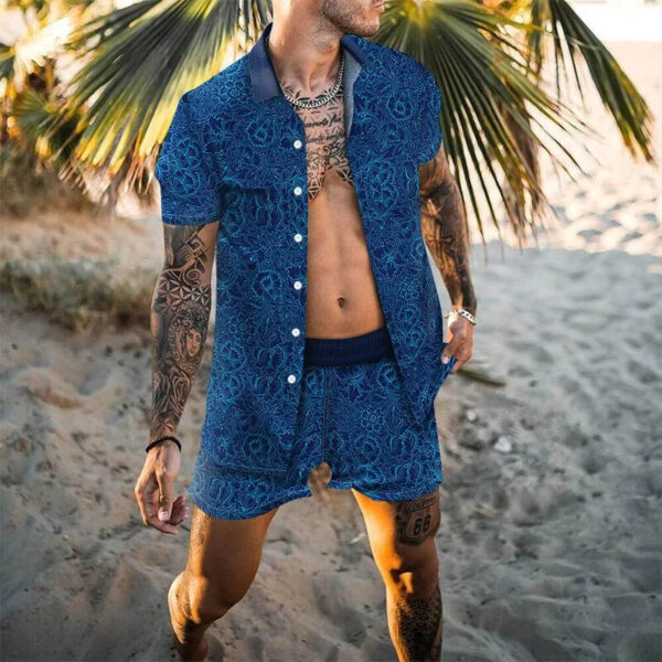 S3a3ea519fd78401592978e121ca0d182S.jpg 2024 Summer Men's Fashion Leopard Print Short Sleeve Shirt And Shorts Set Beach Style T Shirt Breathable Shorts Two Piece Set