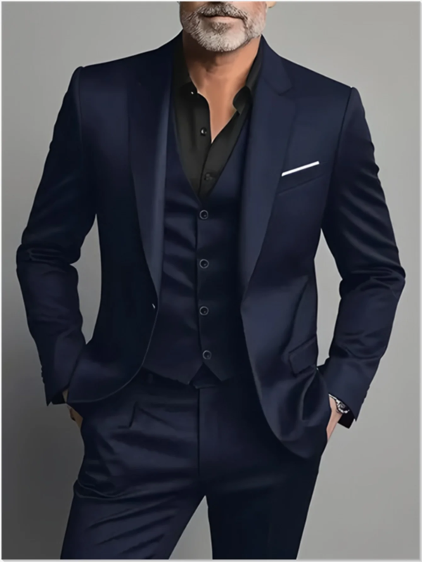 S3b6c1bc97ecd4a9e9f8d01a637e6593bF.png Elegant Men's Suit Sets- Slim Fit Tuxedo Set for Weddings & Formal Occasions, Black Suit