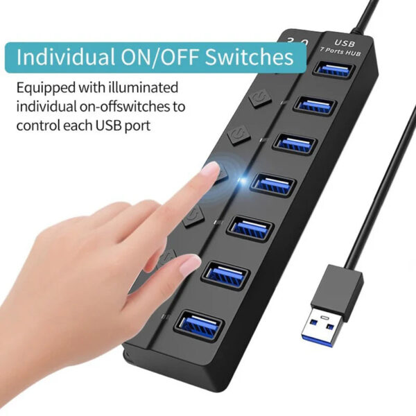 S3bb018d4235b4895b5b2c409fed5f96dv.jpg USB3.0 HUB 4in1 7in1 USB Splitter .0 USB Adapter Multi-Port Independent Power Switch Extender 30CM Cable