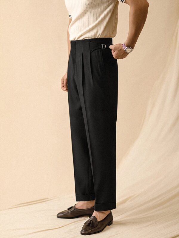 S3bf01b2d03bc49d097208c02ea3932b9I.jpg Fall/Winter 2025 Men's Elegant Italian Neapolitan High Waist Wide Leg Pants with Tucks And Buttons Business Casual Style