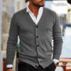 S3c75b82b7f9945759be97daadb07c66ay.jpg Spring Autumn Mens Solid Color Knitted Cardigan Fashion V-Neck Long Sleeve Slim Fit Sweater Coat with Pockets Men Knit Outwear